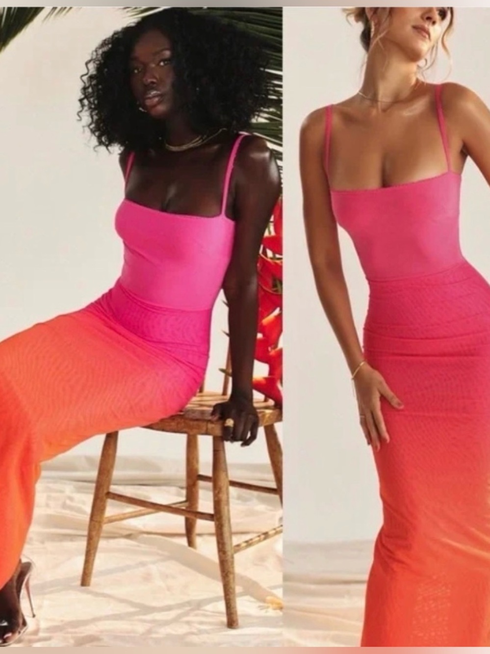 House of CB Calista Ombré Flame Mesh Corset Maxi Dress Size 10/12  L+/XL